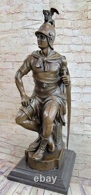 Sculpture Figurine Statue En Bronze Et Marbre D'Un Empereur Grec Ancien