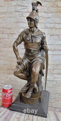 Sculpture Figurine Statue En Bronze Et Marbre D'Un Empereur Grec Ancien
