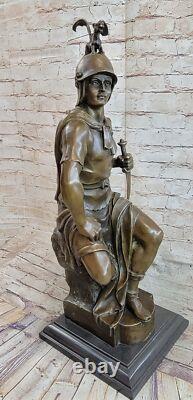 Sculpture Figurine Statue En Bronze Et Marbre D'Un Empereur Grec Ancien