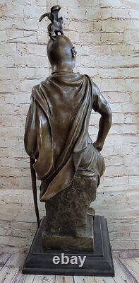 Sculpture Figurine Statue En Bronze Et Marbre D'Un Empereur Grec Ancien
