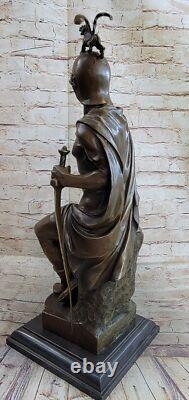 Sculpture Figurine Statue En Bronze Et Marbre D'Un Empereur Grec Ancien