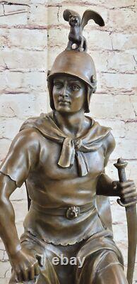 Sculpture Figurine Statue En Bronze Et Marbre D'Un Empereur Grec Ancien
