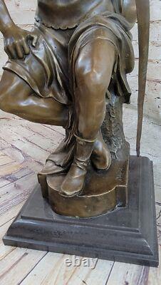 Sculpture Figurine Statue En Bronze Et Marbre D'Un Empereur Grec Ancien