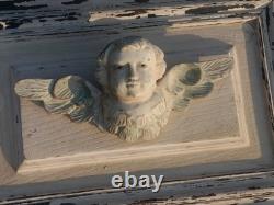 Sculpture Panneau de bois sculpté ancien Ange Ancien, Yeux en Sulfure. (2)