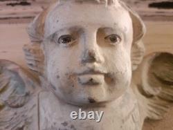 Sculpture Panneau de bois sculpté ancien Ange Ancien, Yeux en Sulfure. (2)