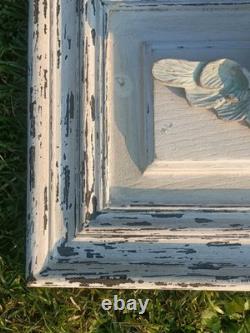 Sculpture Panneau de bois sculpté ancien Ange Ancien, Yeux en Sulfure. (2)