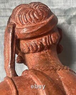 Sculpture Statue 19èm XIXèm Pondichery Terre cuite Joueur de tambour Rare Ancien