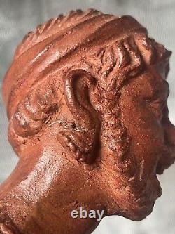 Sculpture Statue 19èm XIXèm Pondichery Terre cuite Joueur de tambour Rare Ancien