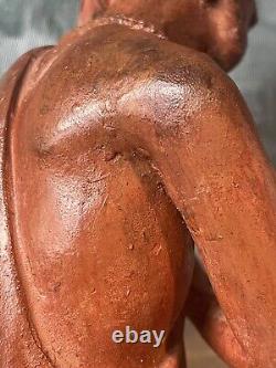 Sculpture Statue 19èm XIXèm Pondichery Terre cuite Joueur de tambour Rare Ancien