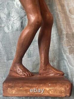 Sculpture Statue 19èm XIXèm Pondichery Terre cuite Joueur de tambour Rare Ancien