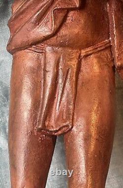 Sculpture Statue 19èm XIXèm Pondichery Terre cuite Joueur de tambour Rare Ancien
