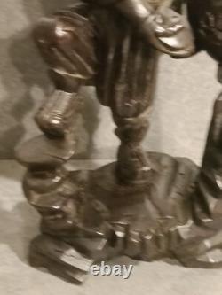 Sculpture Statue Asie Vieux Sage Chinois en Bois Ancienne, H 50cm