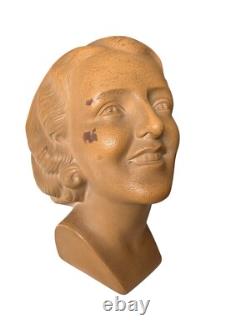 Sculpture Statue Figure Femme Signée Vintage Ancien France Terre Cuite