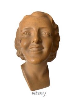 Sculpture Statue Figure Femme Signée Vintage Ancien France Terre Cuite