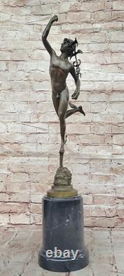 Sculpture Statue Figurine Mercure Bronze Rare Style Romain Ancien Musée Europe
