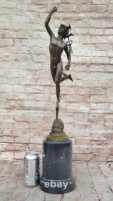 Sculpture Statue Figurine Mercure Bronze Rare Style Romain Ancien Musée Europe