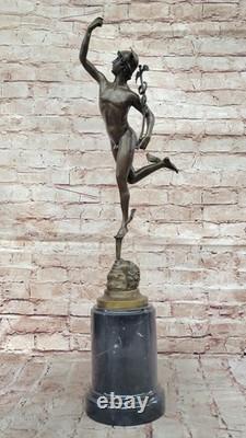 Sculpture Statue Figurine Mercure Bronze Rare Style Romain Ancien Musée Europe