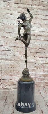 Sculpture Statue Figurine Mercure Bronze Rare Style Romain Ancien Musée Europe
