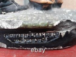 Sculpture Statue Plâtre Ancienne 2 Enfants Jumeaux Amis Conversation 1900