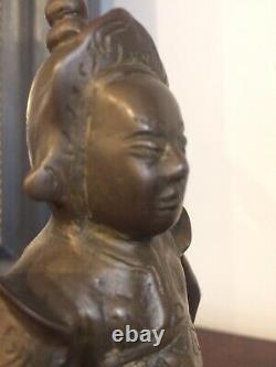 Sculpture Statue bronze Ancien, Soldat Mongol, XIXéme Asie