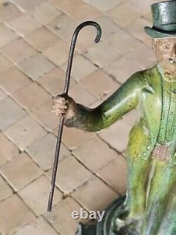 Sculpture Statue en métal polychrome d'origine gentleman Parisien, Ancien