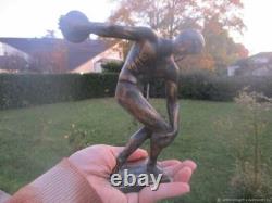 Sculpture Statuette Ancienne Disquebole Bronze