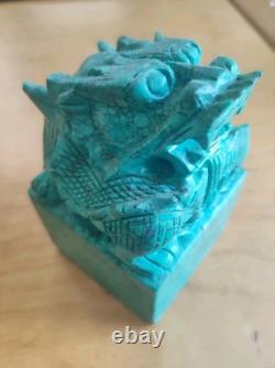 Sculpture Turquoise Naturelle Chine Ancien