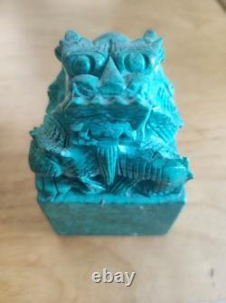 Sculpture Turquoise Naturelle Chine Ancien