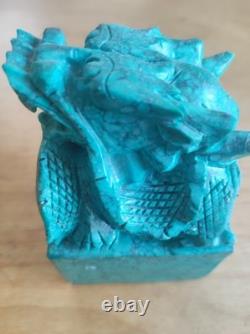 Sculpture Turquoise Naturelle Chine Ancien