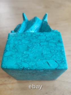 Sculpture Turquoise Naturelle Chine Ancien