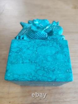 Sculpture Turquoise Naturelle Chine Ancien