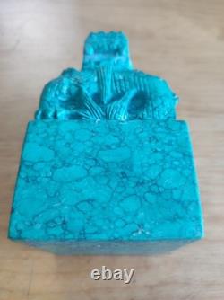 Sculpture Turquoise Naturelle Chine Ancien