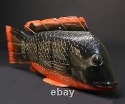 Sculpture africaine art tribal statue bois masque ancien Bozo Fish-G2537