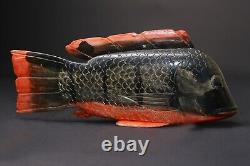 Sculpture africaine art tribal statue bois masque ancien Bozo Fish-G2537