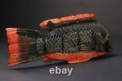 Sculpture africaine art tribal statue bois masque ancien Bozo Fish-G2537