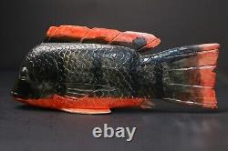 Sculpture africaine art tribal statue bois masque ancien Bozo Fish-G2537