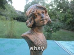 Sculpture ancienne Femme et fleur alliage de bronze Art Nouveau Sculpture ancienne Femme et fleur alliage de bronze Art Nouveau