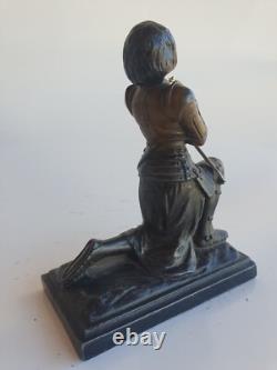Sculpture ancienne Jeanne d'Arc bronze Artistique Marie d'Orléans statuette