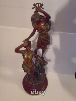 Sculpture ancienne La Gloire couronnant le Travail par Ch. Ruchot vers 1900