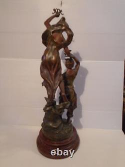 Sculpture ancienne La Gloire couronnant le Travail par Ch. Ruchot vers 1900