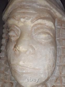 Sculpture ancienne en albâtre Buste ethnique / égyptien Art tribal décoratif