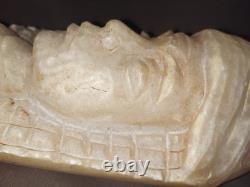 Sculpture ancienne en albâtre Buste ethnique / égyptien Art tribal décoratif