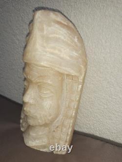 Sculpture ancienne en albâtre Buste ethnique / égyptien Art tribal décoratif