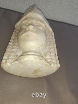 Sculpture ancienne en albâtre Buste ethnique / égyptien Art tribal décoratif