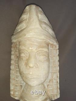 Sculpture ancienne en albâtre Buste ethnique / égyptien Art tribal décoratif
