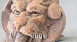 Sculpture ancienne en bois Tête grotesque gothique Ornement buffet de chasse