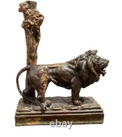 Sculpture ancienne lion en terre cuite Grand Tour XIXe siècle statue époque 800