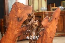 Sculpture bois meuble vintage style ancien ameublement statue racine 900