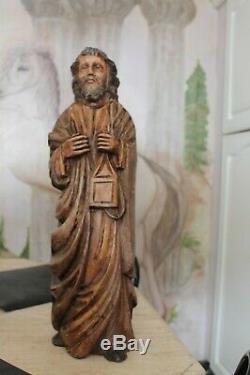 Sculpture bois personnage religieux saint sculpture ancienne hauteur 63 cm 5,6kg