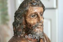 Sculpture bois personnage religieux saint sculpture ancienne hauteur 63 cm 5,6kg